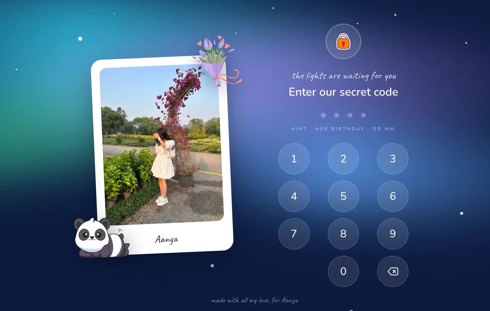 The Aurora birthday website design